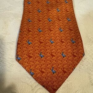 Tom James Bird Orange Blue Silk Tie